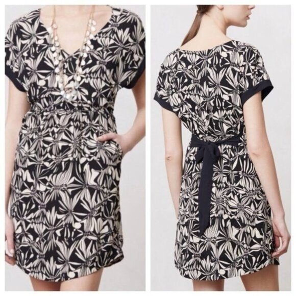 Anthropologie Postmark Sonata Floral Dress Short Sleeve‎ Women's Size Small - Picture 1 of 11
